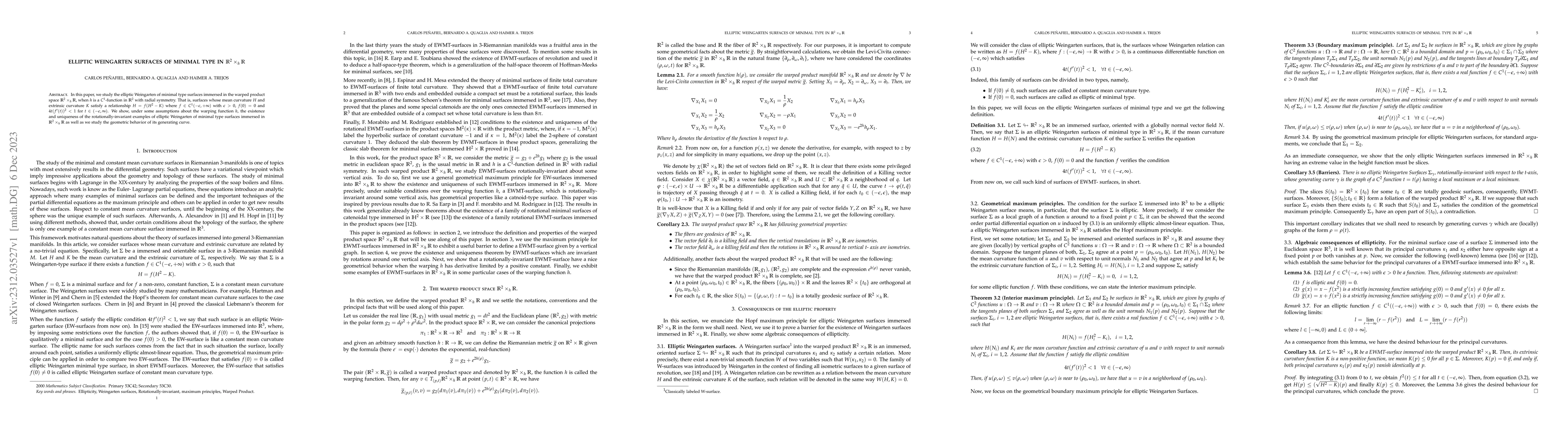 Thumbnail for Elliptic Weingarten surfaces of minimal type in $\mathbb{R} \times_{h}
  \mathbb{R}$