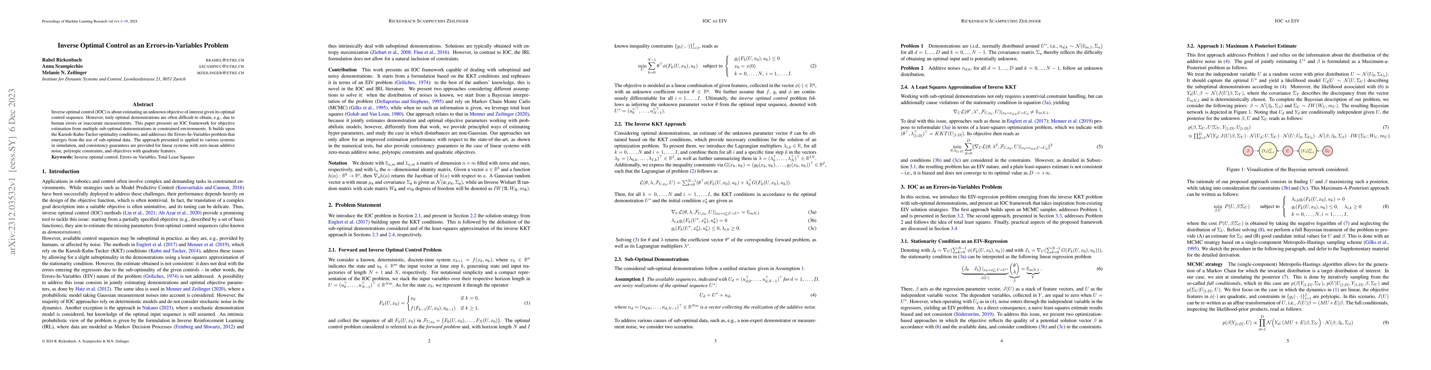 Thumbnail for Inverse Optimal Control as an Errors-in-Variables Problem