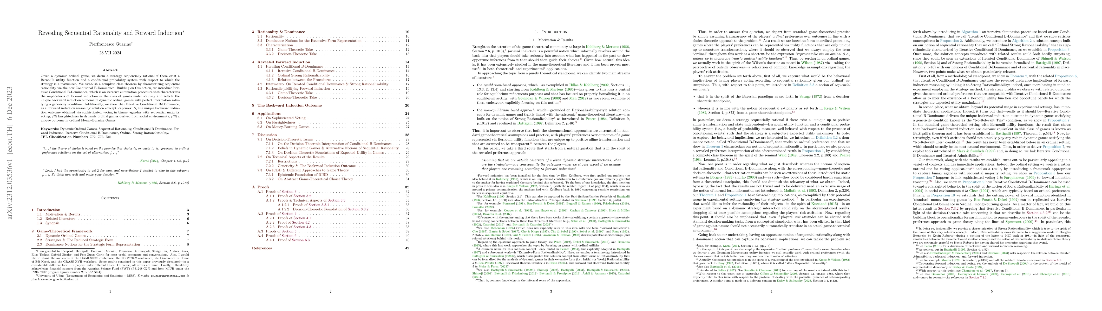 Thumbnail for Revealing Sequential Rationality and Forward Induction