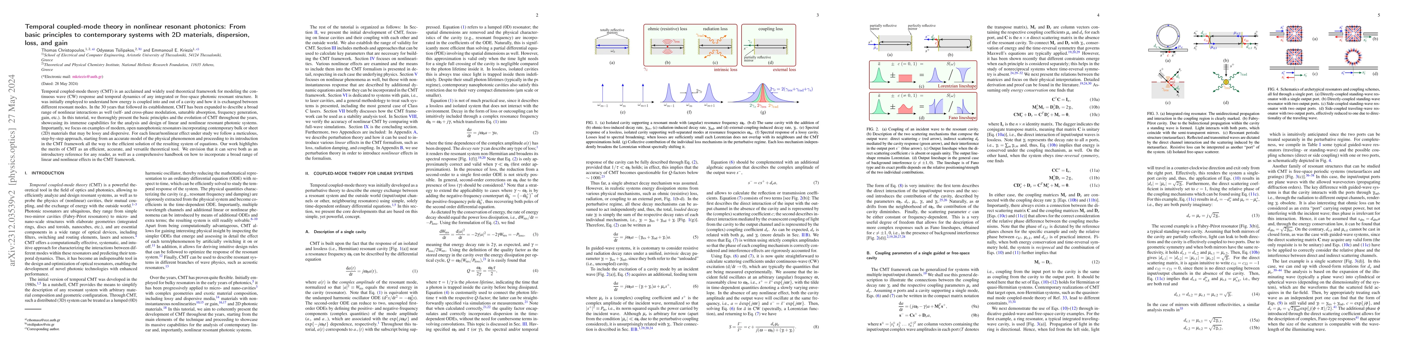 Thumbnail for Temporal coupled-mode theory in nonlinear resonant photonics: From basic
  principles to contemporary systems with 2D materials, dispersion, loss, and
  gain