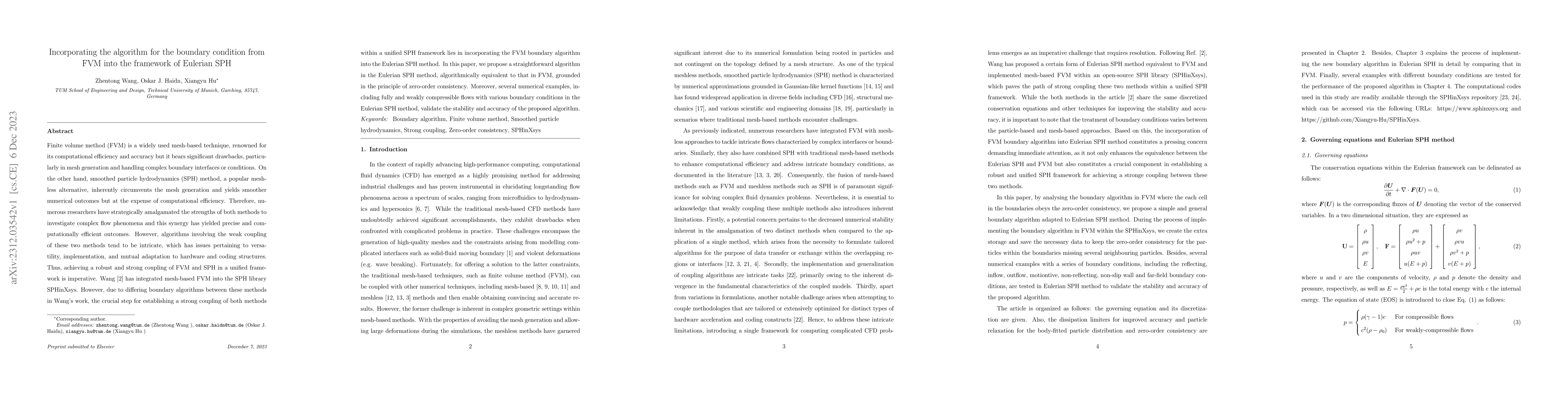 Thumbnail for Incorporating the algorithm for the boundary condition from FVM into the
  framework of Eulerian SPH