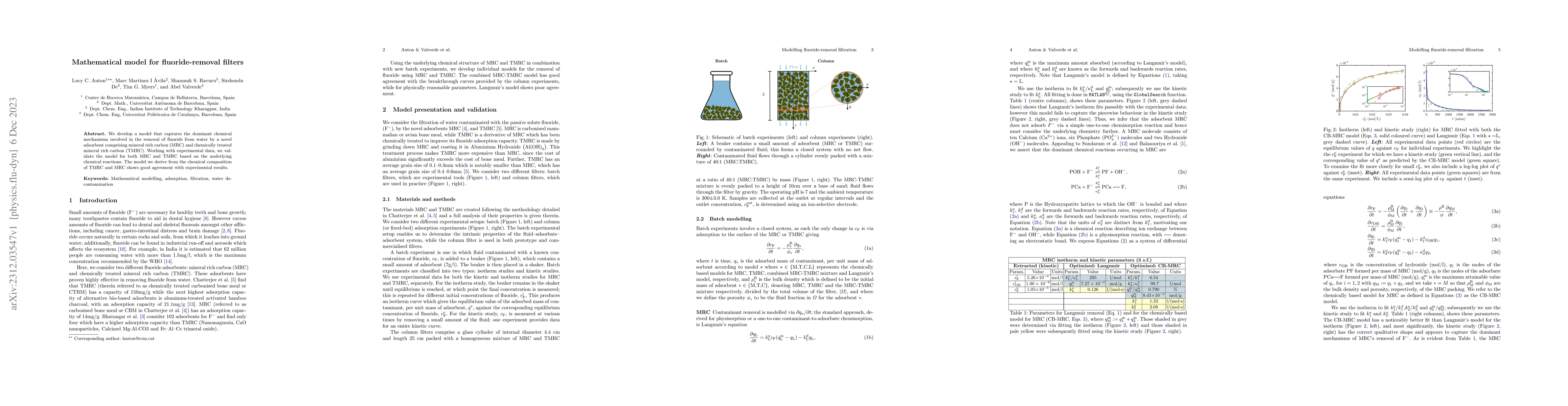 Thumbnail for Mathematical model for fluoride-removal filters