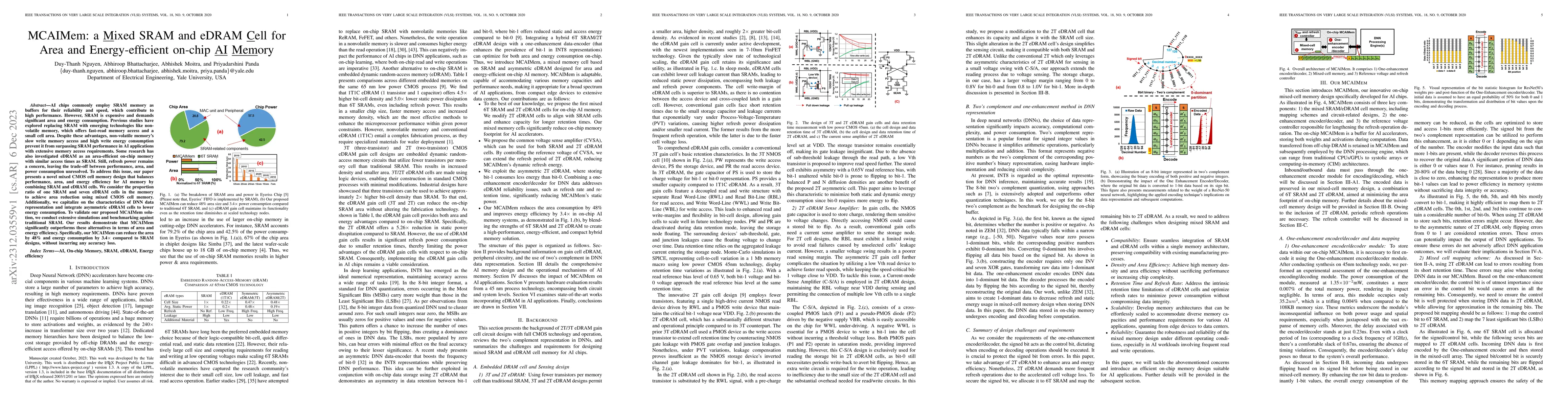 Thumbnail for MCAIMem: a Mixed SRAM and eDRAM Cell for Area and Energy-efficient
  on-chip AI Memory