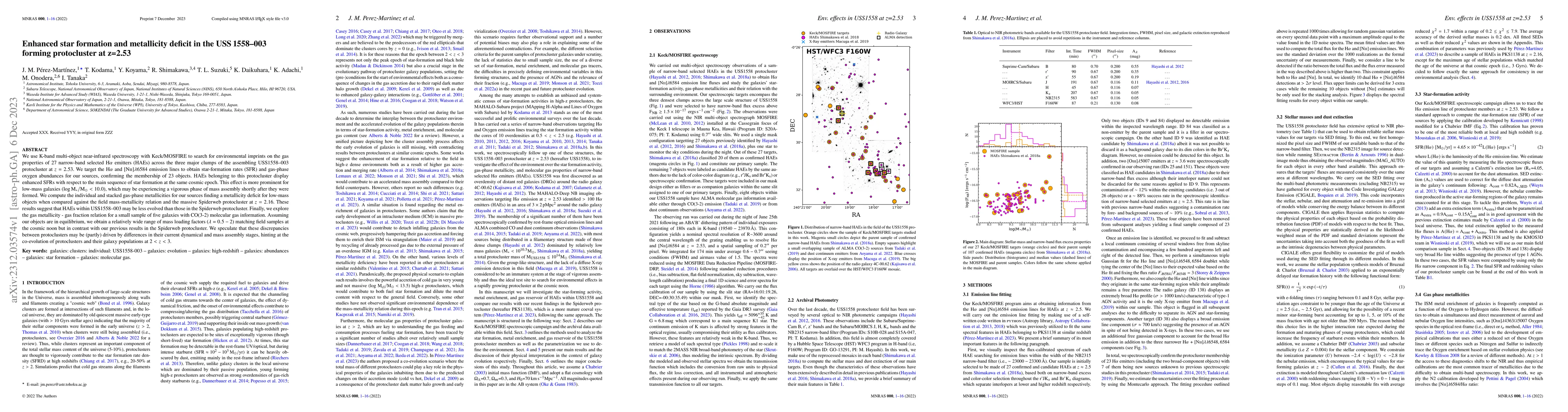 Thumbnail for Enhanced star formation and metallicity deficit in the USS 1558-003
  forming protocluster at z=2.53