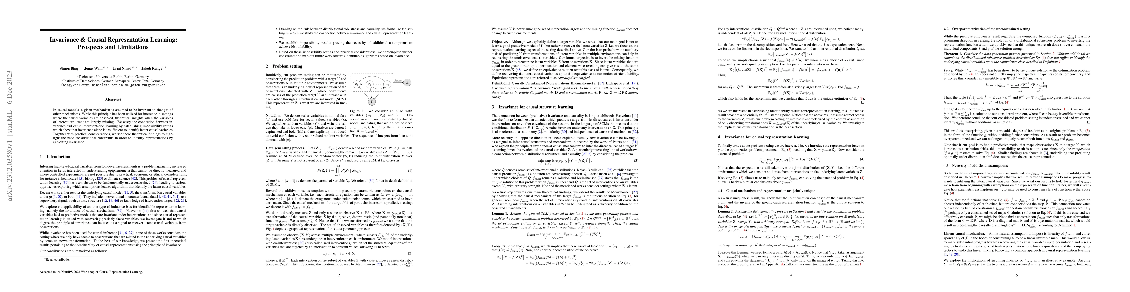 Thumbnail for Invariance & Causal Representation Learning: Prospects and Limitations