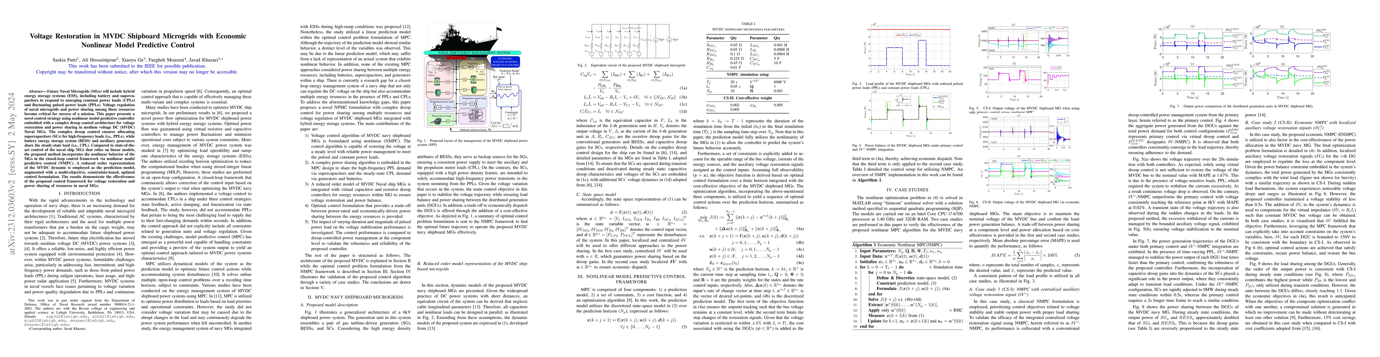 Thumbnail for Voltage Restoration in MVDC Shipboard Microgrids with Economic Nonlinear
  Model Predictive Control