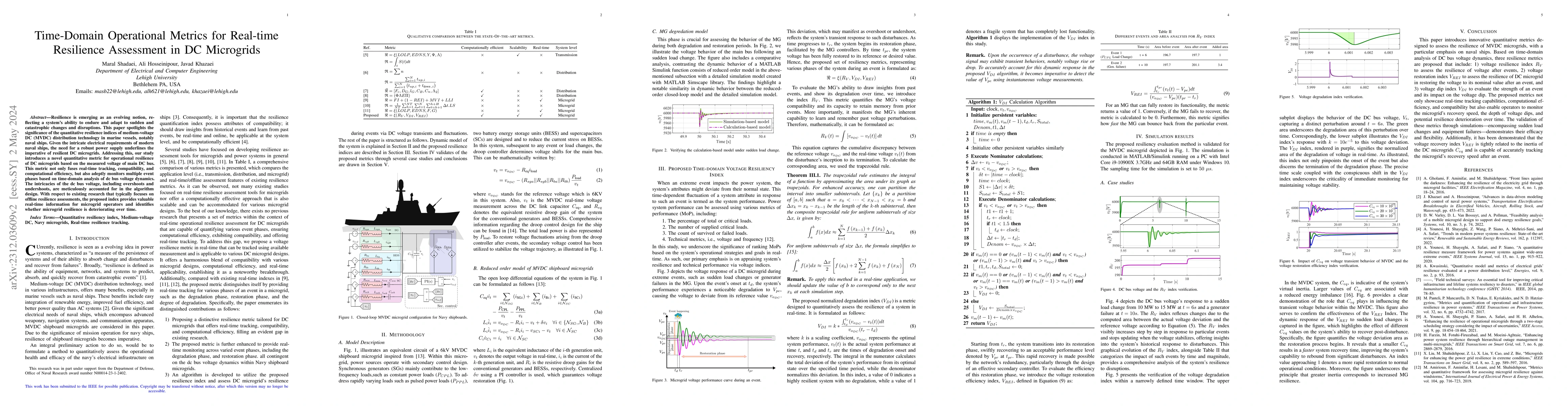 Thumbnail for Time-Domain Operational Metrics for Real-time Resilience Assessment in
  DC Microgrids