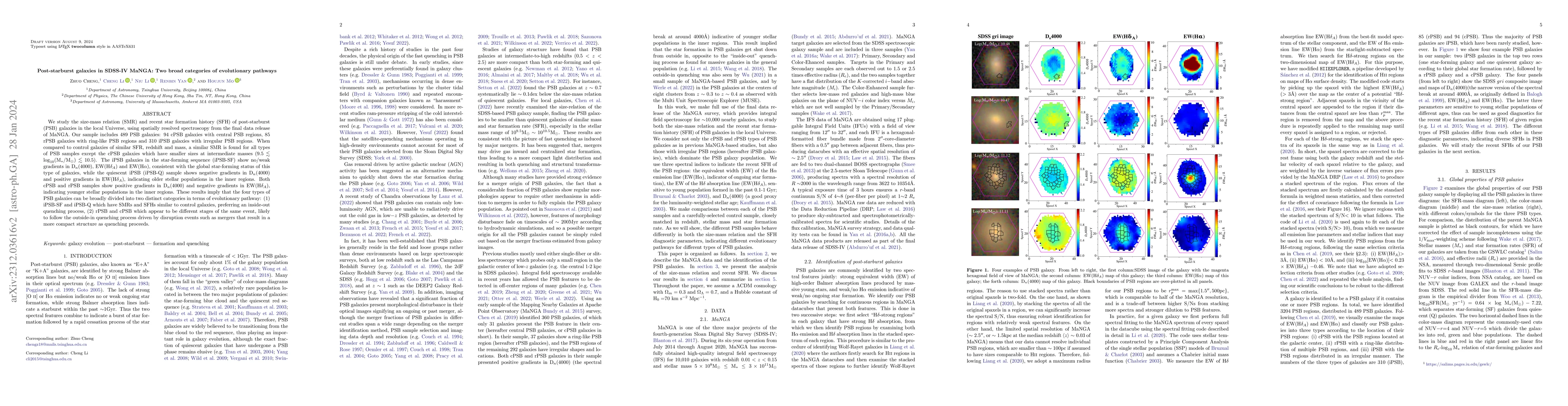 Thumbnail for Post-starburst galaxies in SDSS-IV MaNGA: Two broad categories of
  evolutionary pathways