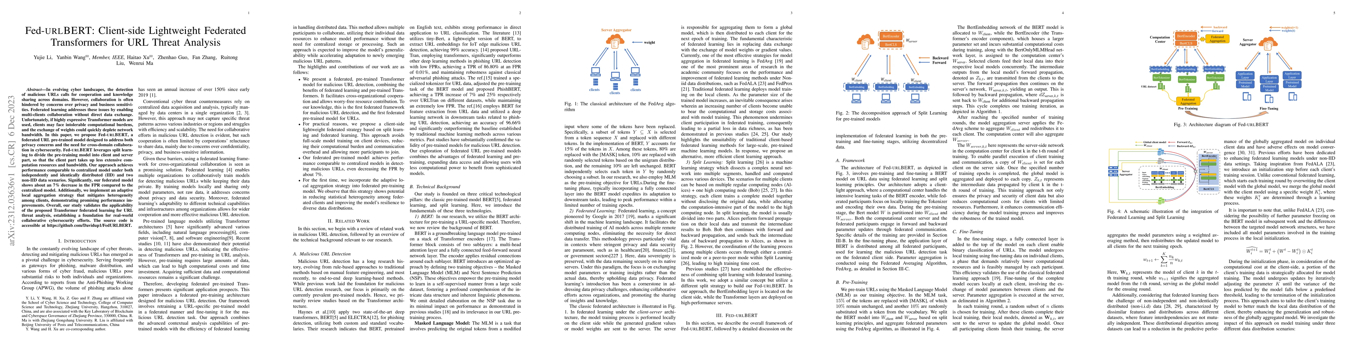 Thumbnail for Fed-urlBERT: Client-side Lightweight Federated Transformers for URL
  Threat Analysis