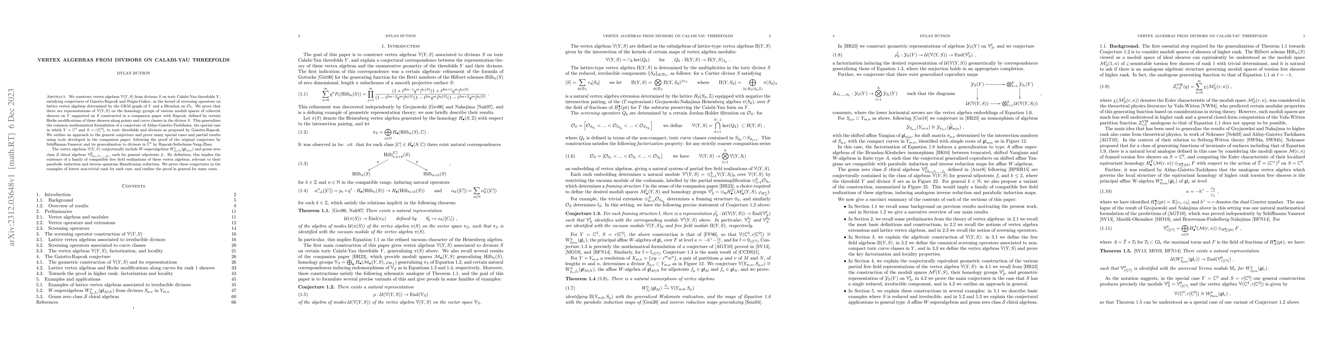 Thumbnail for Vertex algebras from divisors on Calabi-Yau threefolds