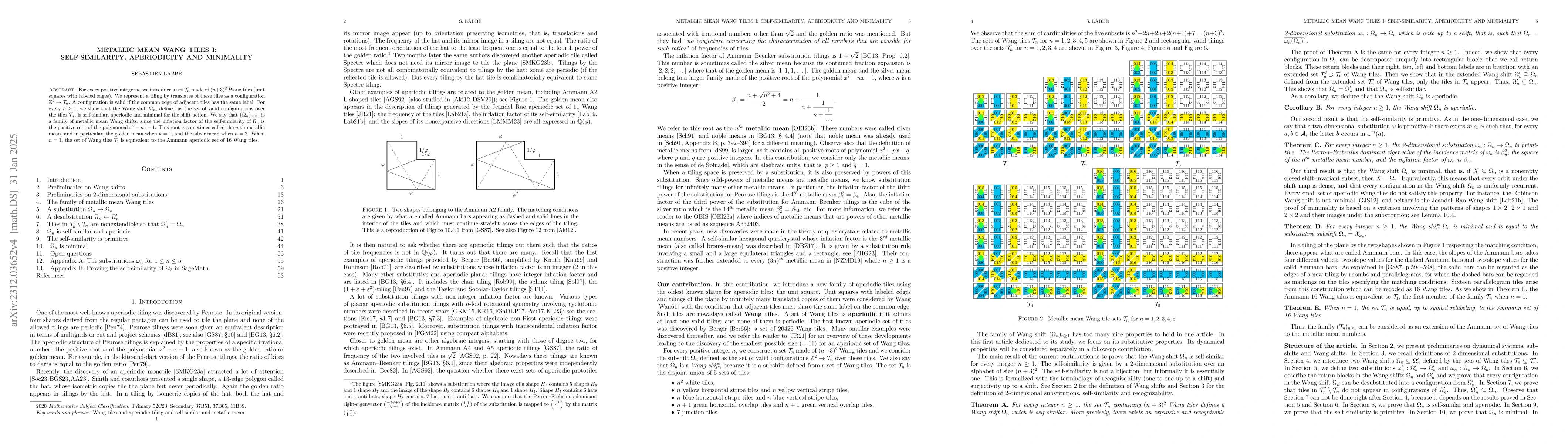 Thumbnail for Metallic mean Wang tiles I: self-similarity, aperiodicity and minimality