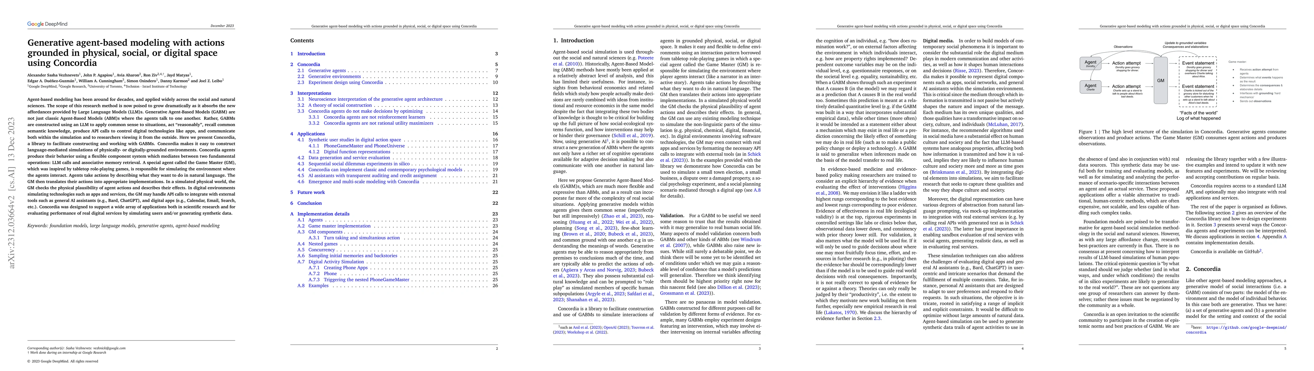 Thumbnail for Generative agent-based modeling with actions grounded in physical,
  social, or digital space using Concordia