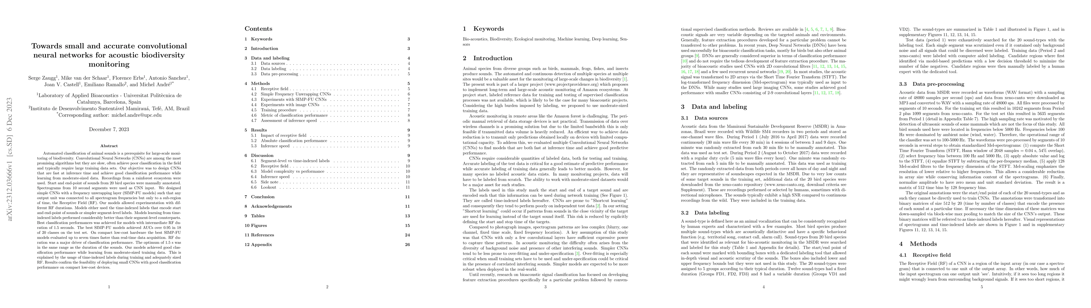 Thumbnail for Towards small and accurate convolutional neural networks for acoustic
  biodiversity monitoring