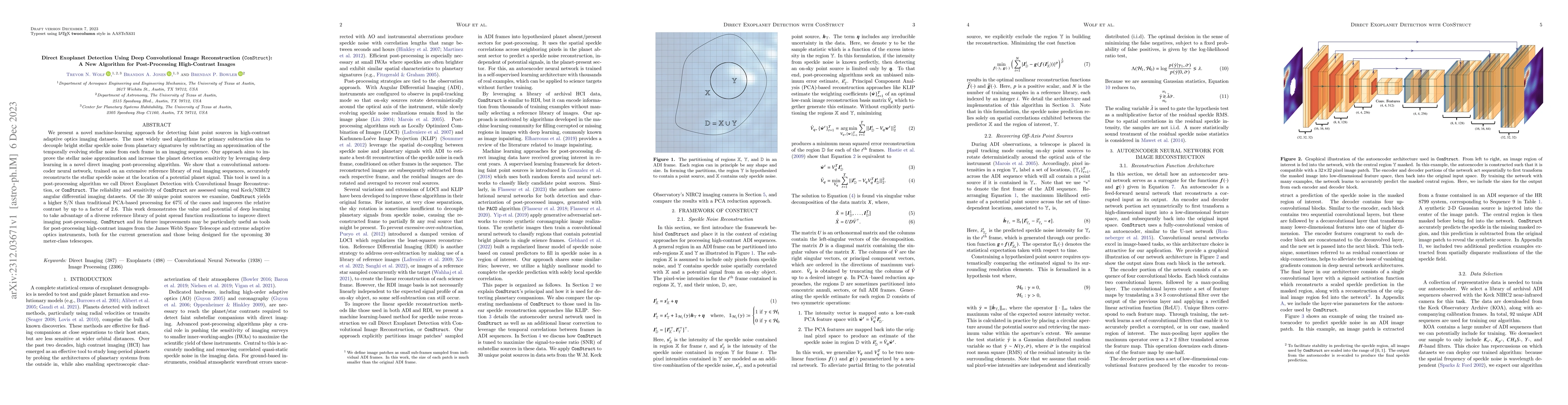 Thumbnail for Direct Exoplanet Detection Using Deep Convolutional Image Reconstruction
  (ConStruct): A New Algorithm for Post-Processing High-Contrast Images