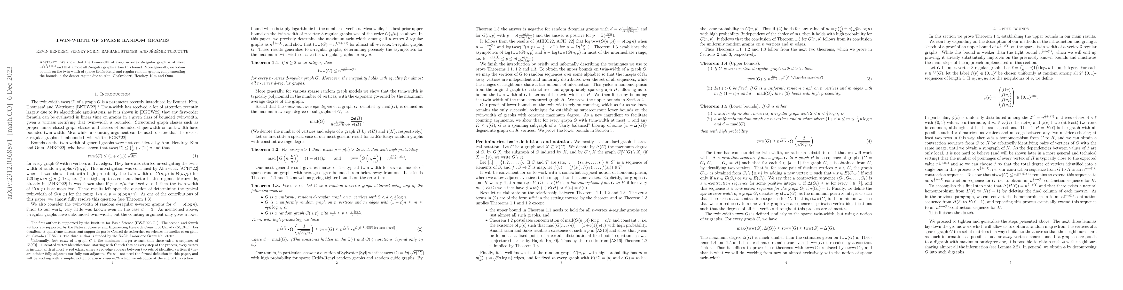 Thumbnail for Twin-width of sparse random graphs