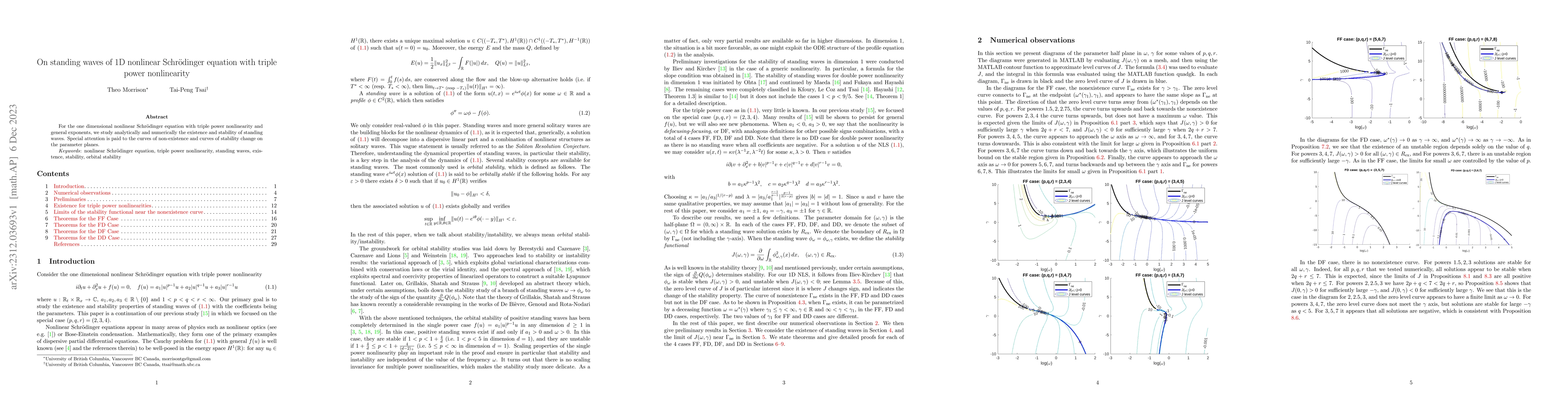 Thumbnail for On standing waves of 1D nonlinear Schr\"odinger equation with triple
  power nonlinearity