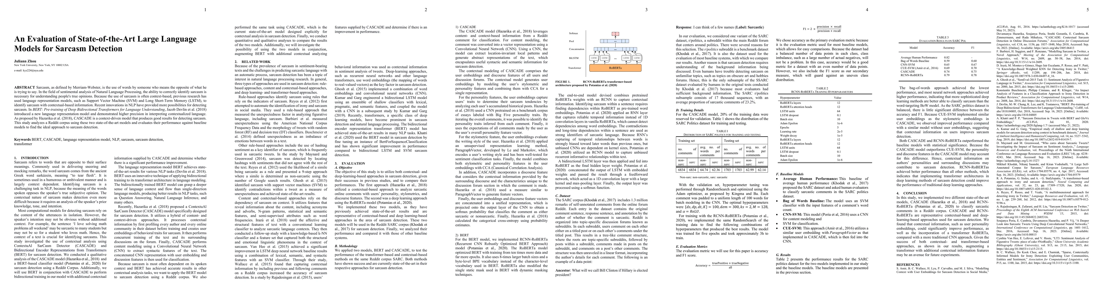 Thumbnail for An Evaluation of State-of-the-Art Large Language Models for Sarcasm
  Detection