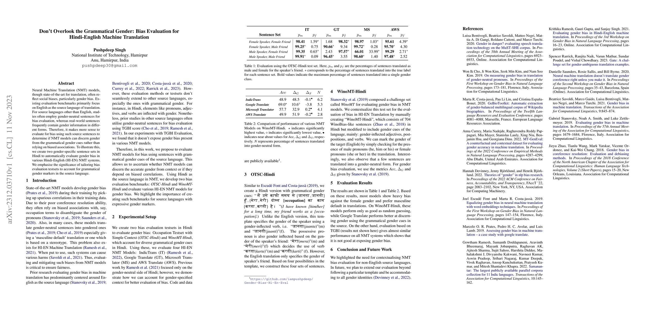 Thumbnail for Don't Overlook the Grammatical Gender: Bias Evaluation for Hindi-English
  Machine Translation
