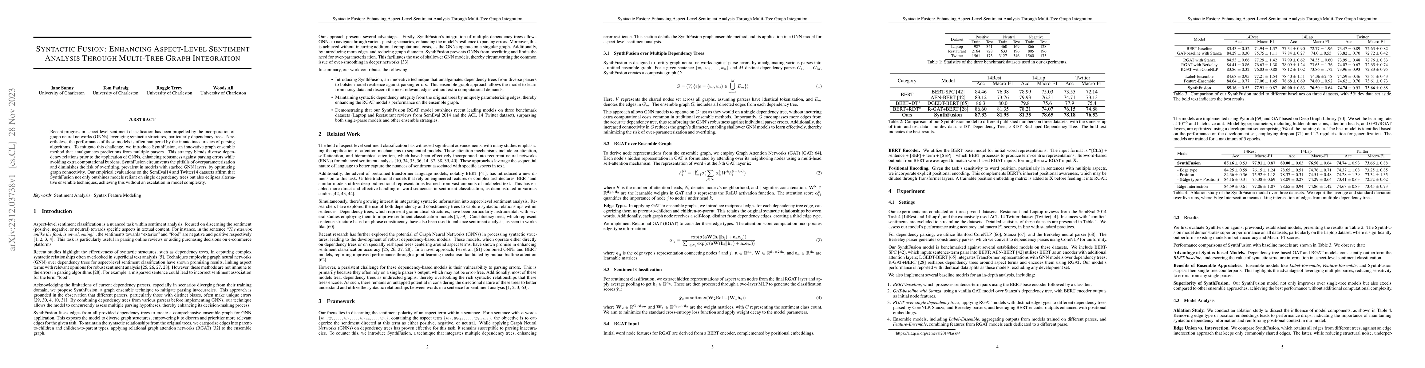 Thumbnail for Syntactic Fusion: Enhancing Aspect-Level Sentiment Analysis Through
  Multi-Tree Graph Integration