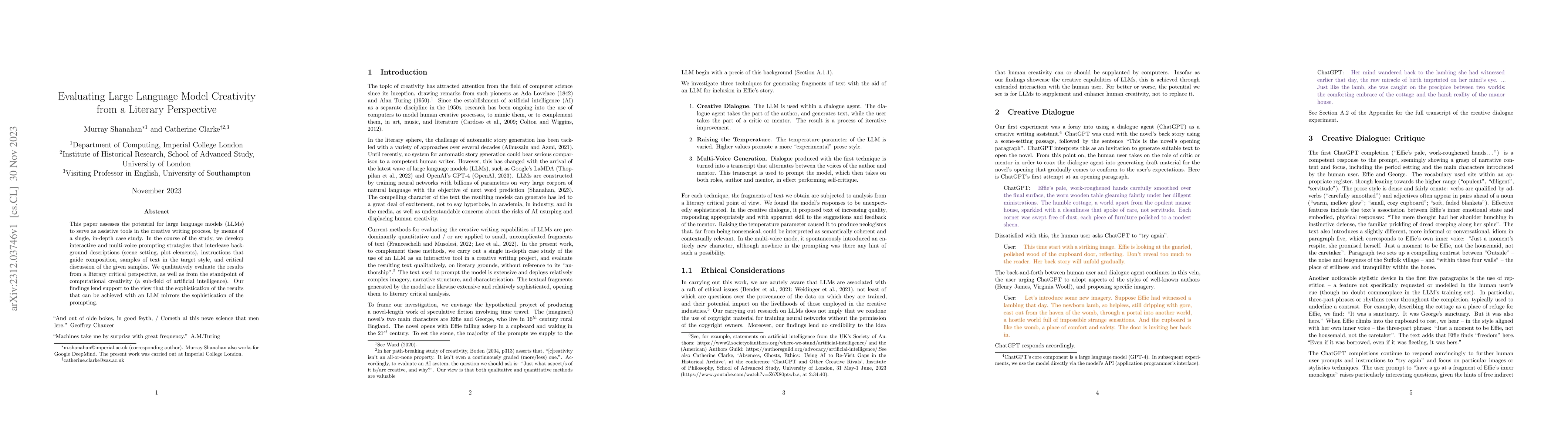 Thumbnail for Evaluating Large Language Model Creativity from a Literary Perspective