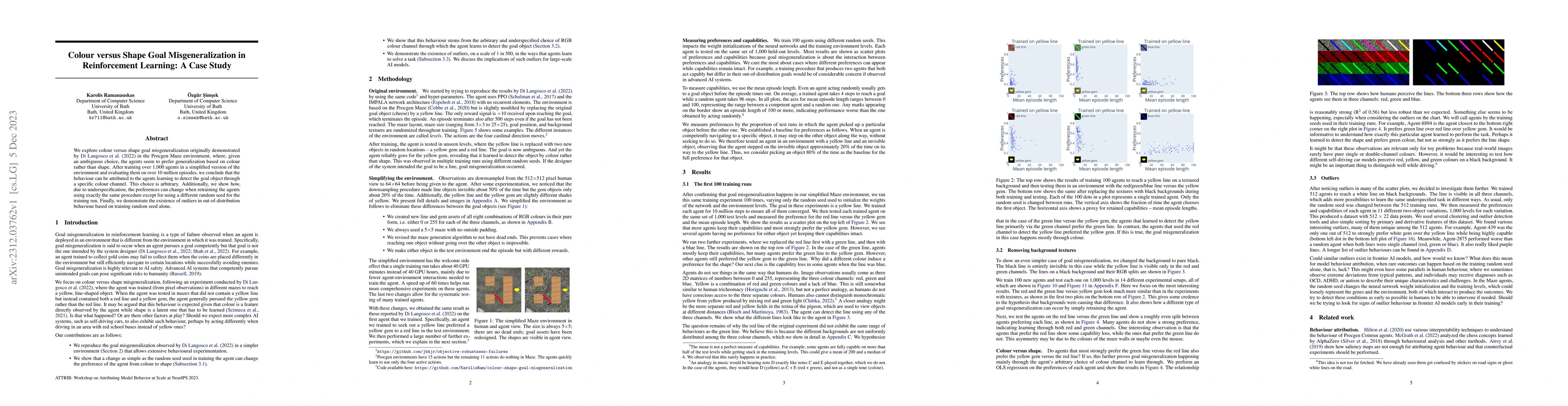Thumbnail for Colour versus Shape Goal Misgeneralization in Reinforcement Learning: A
  Case Study
