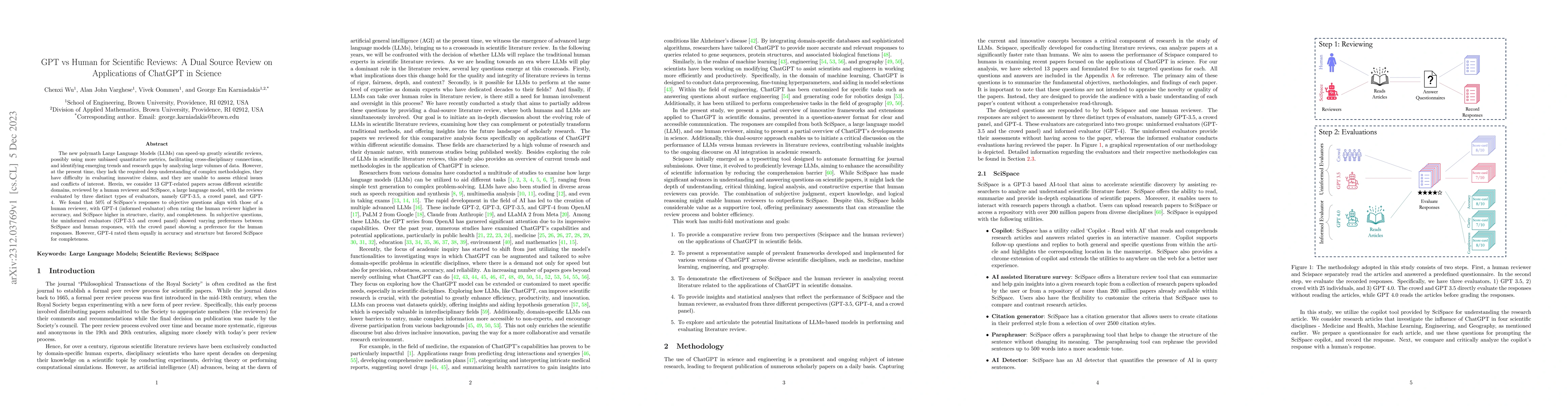 Thumbnail for GPT vs Human for Scientific Reviews: A Dual Source Review on
  Applications of ChatGPT in Science