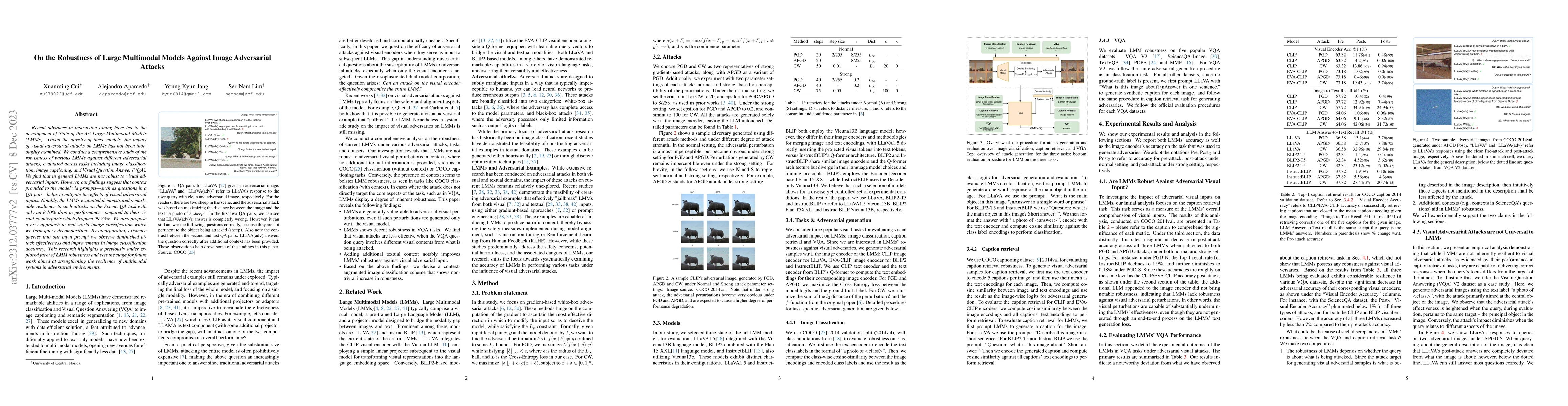 Thumbnail for On the Robustness of Large Multimodal Models Against Image Adversarial
  Attacks