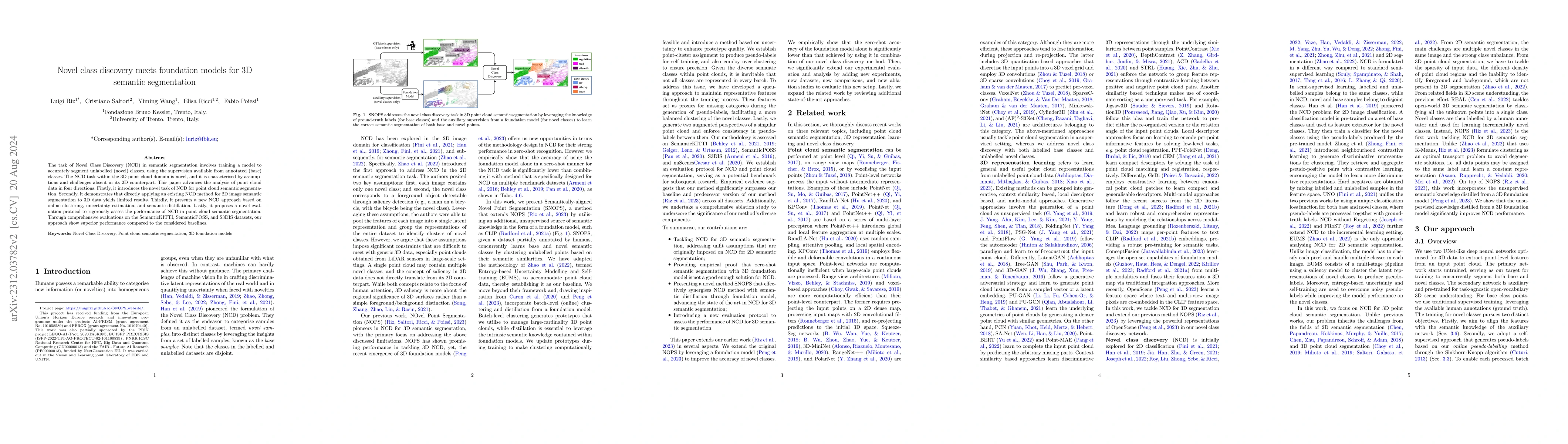 Thumbnail for Novel class discovery meets foundation models for 3D semantic
  segmentation