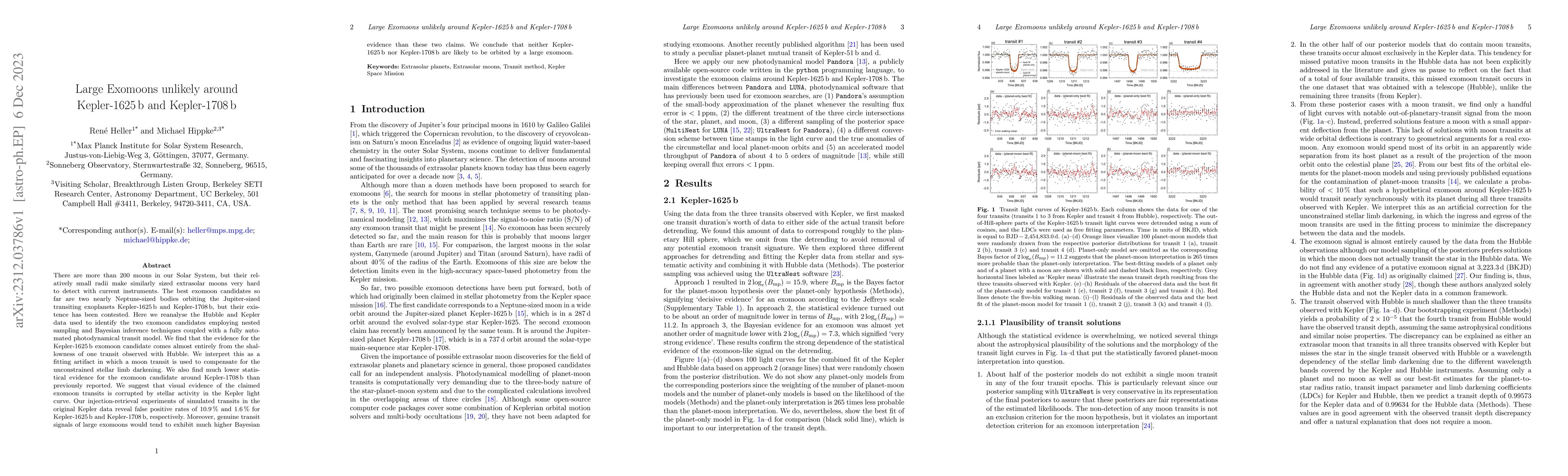 Thumbnail for Large Exomoons unlikely around Kepler-1625 b and Kepler-1708 b