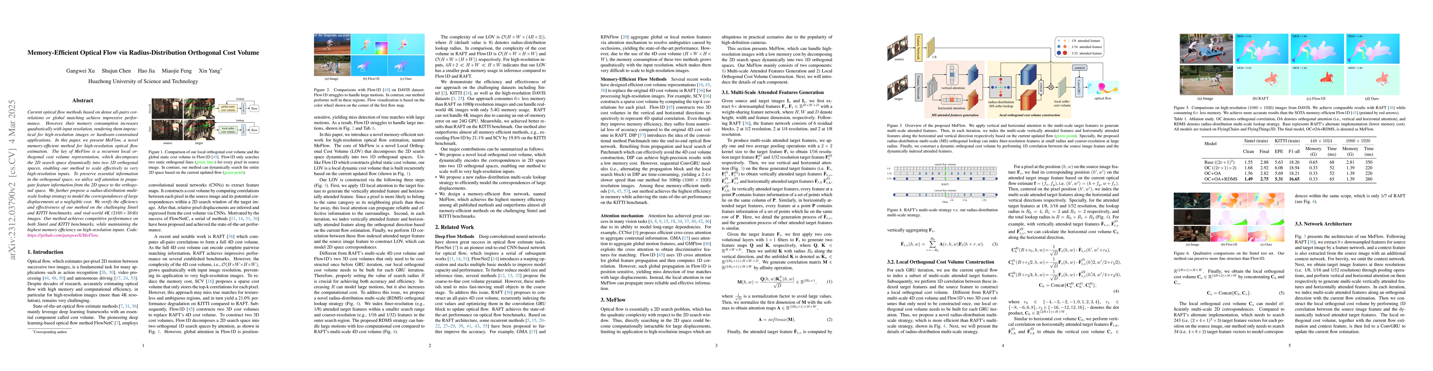 Thumbnail for Memory-Efficient Optical Flow via Radius-Distribution Orthogonal Cost
  Volume