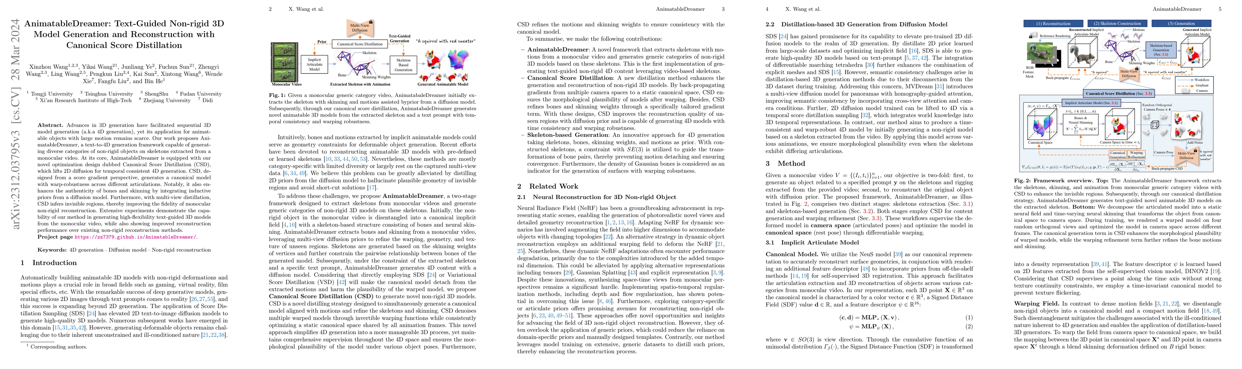 Thumbnail for AnimatableDreamer: Text-Guided Non-rigid 3D Model Generation and
  Reconstruction with Canonical Score Distillation