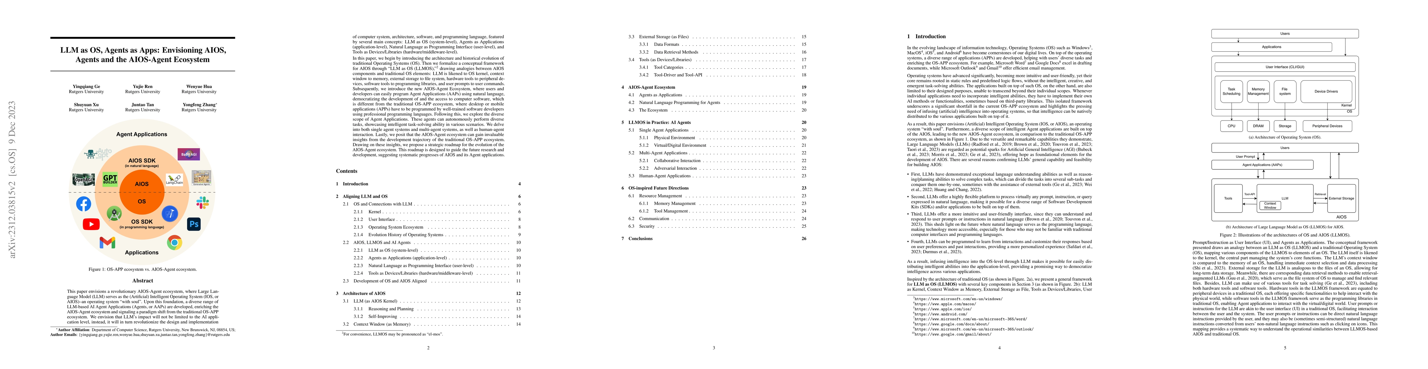 Thumbnail for LLM as OS, Agents as Apps: Envisioning AIOS, Agents and the AIOS-Agent
  Ecosystem