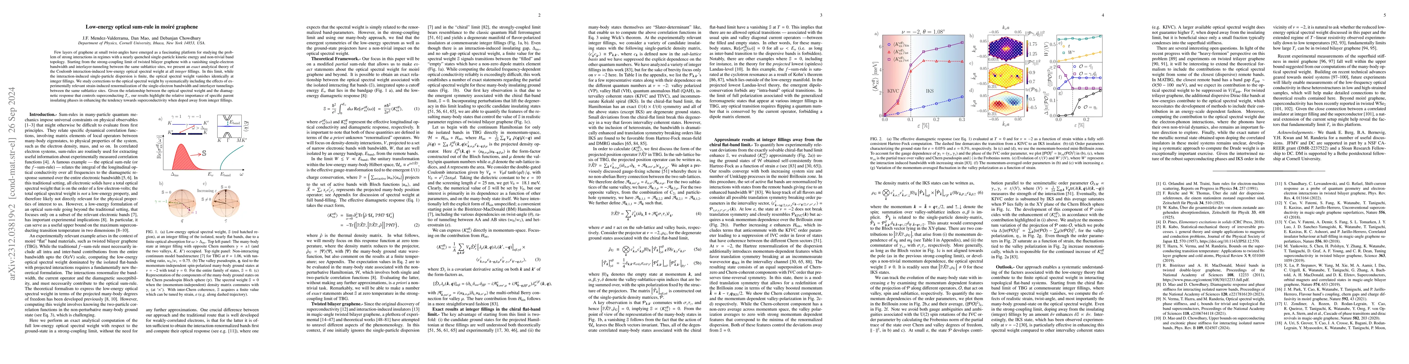 Thumbnail for A theory for the low-energy optical sum-rule in moir\'e graphene