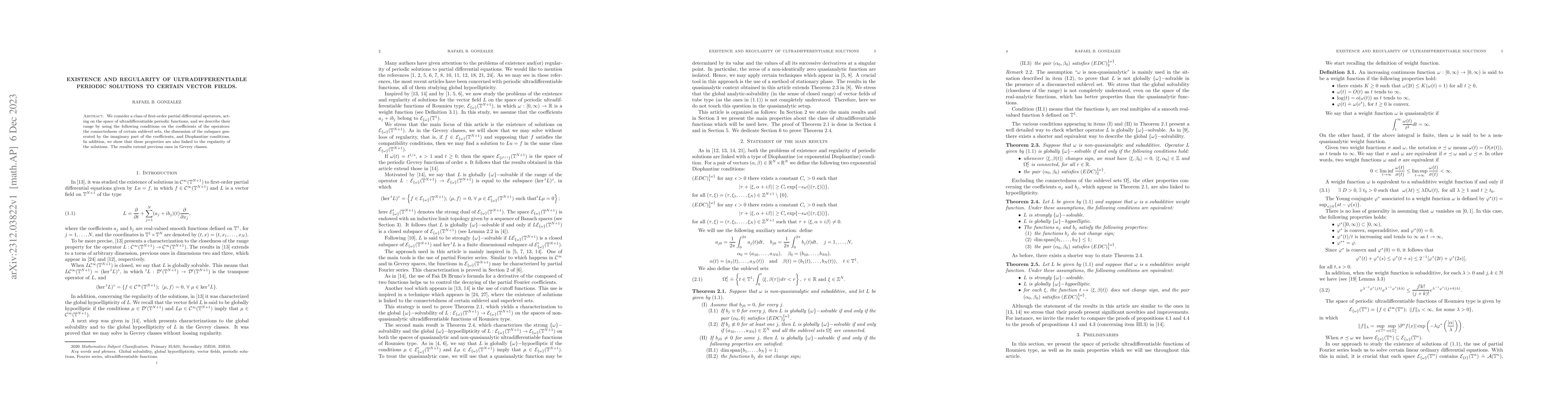 Thumbnail for Existence and regularity of ultradifferentiable periodic solutions to
  certain vector fields