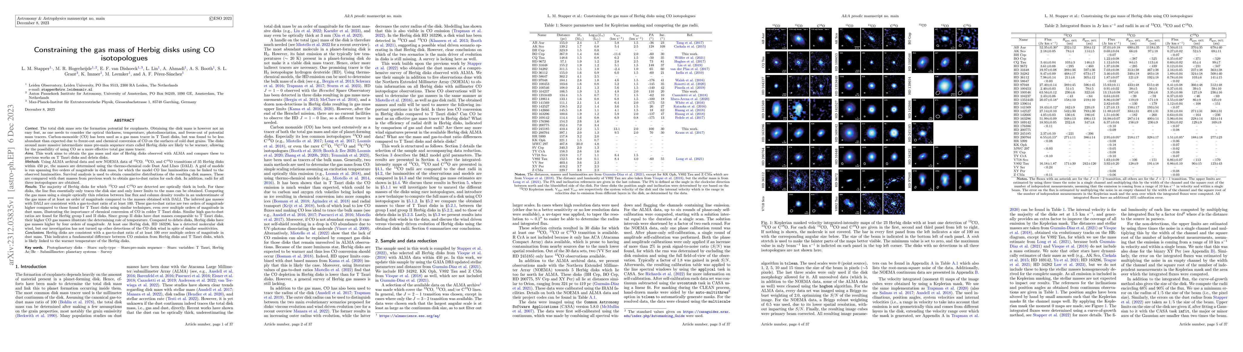 Thumbnail for Constraining the gas mass of Herbig disks using CO isotopologues