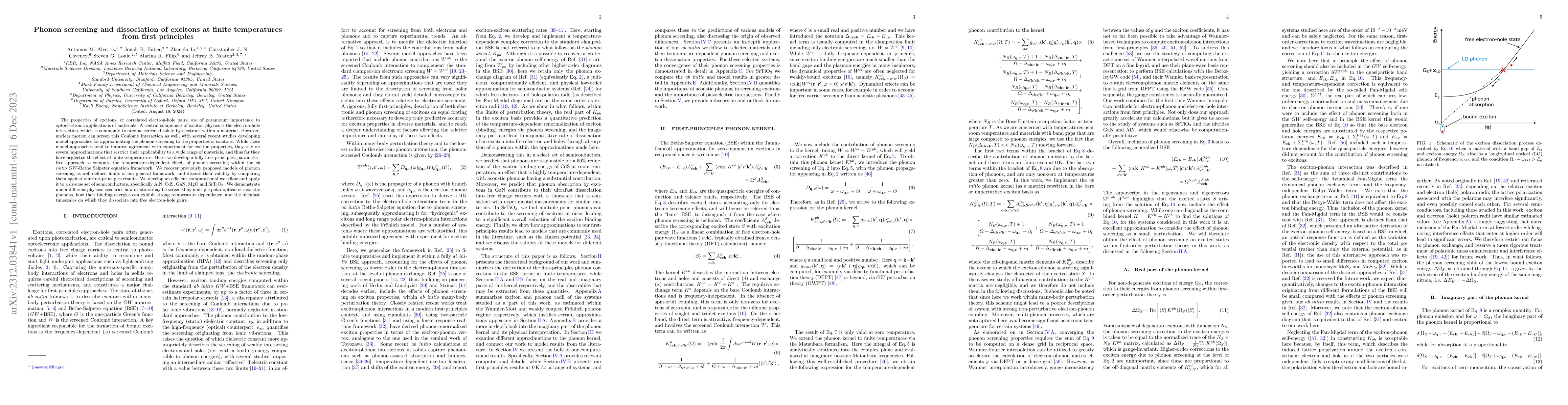 Thumbnail for Phonon screening and dissociation of excitons at finite temperatures
  from first principles