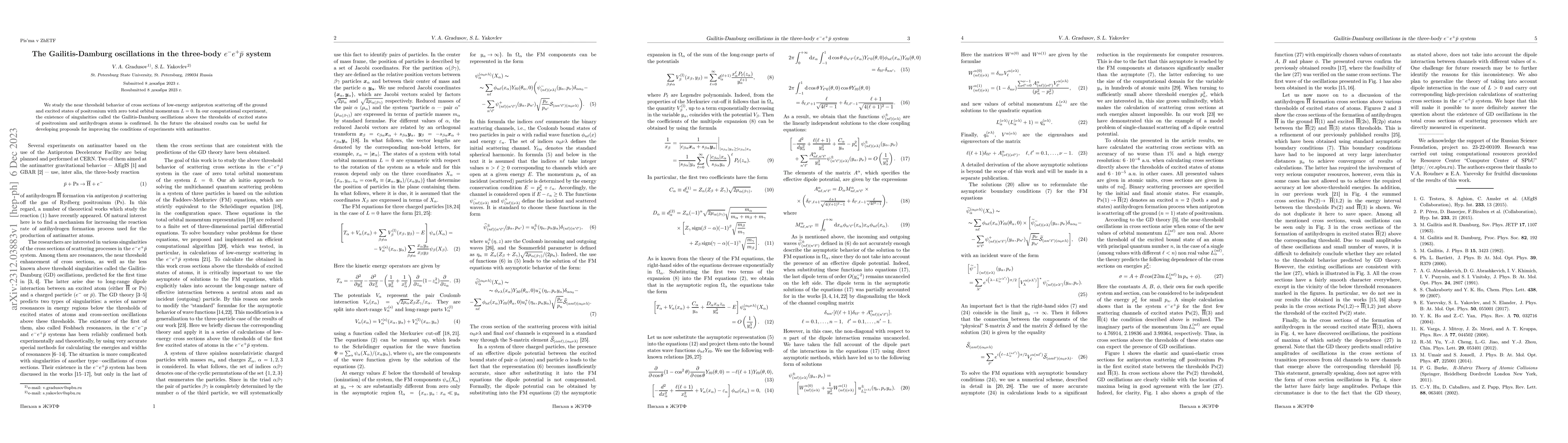 Thumbnail for The Gailitis-Damburg oscillations in the three-body $e^-e^+\bar{p}$
  system