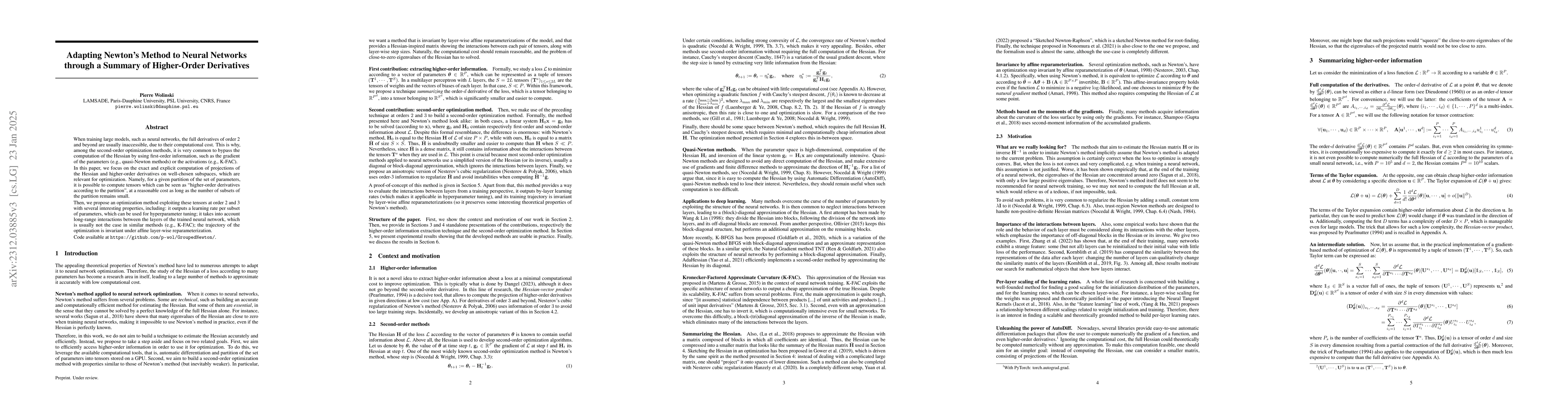 Thumbnail for Adapting Newton's Method to Neural Networks through a Summary of
  Higher-Order Derivatives