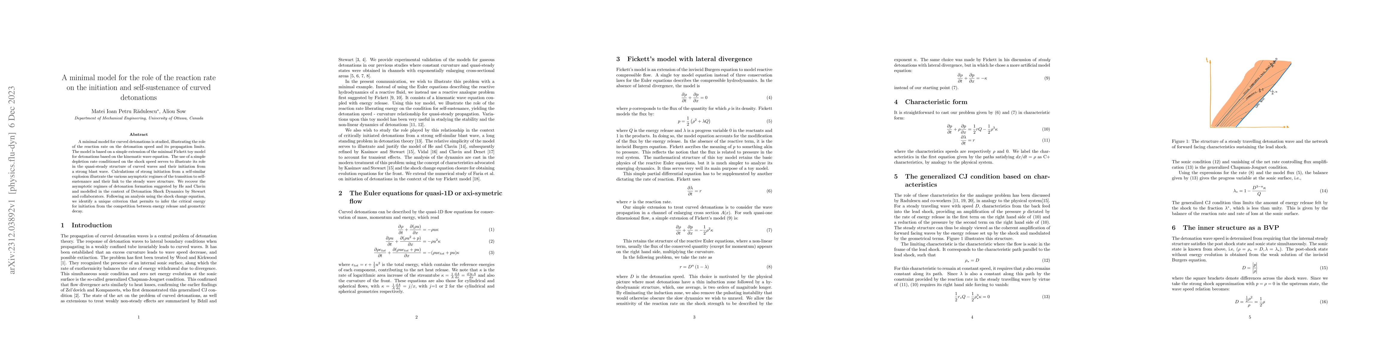 Thumbnail for A minimal model for the role of the reaction rate on the initiation and
  self-sustenance of curved detonations