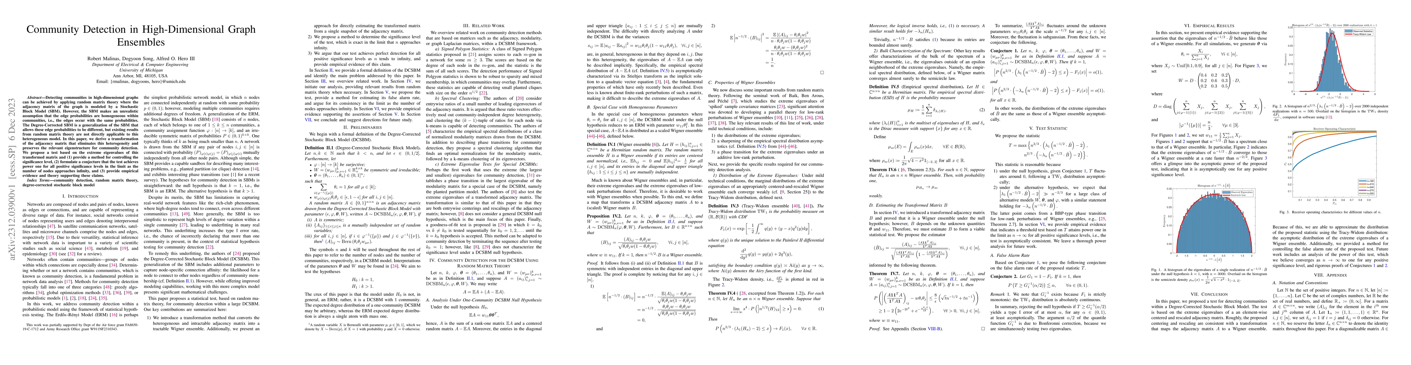 Thumbnail for Community Detection in High-Dimensional Graph Ensembles