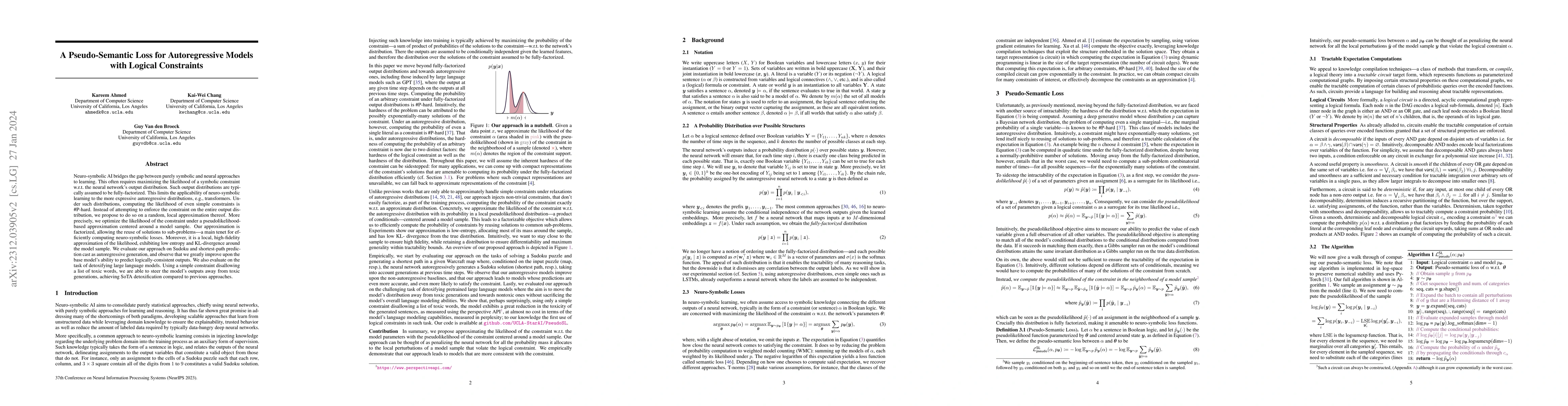 Thumbnail for A Pseudo-Semantic Loss for Autoregressive Models with Logical
  Constraints