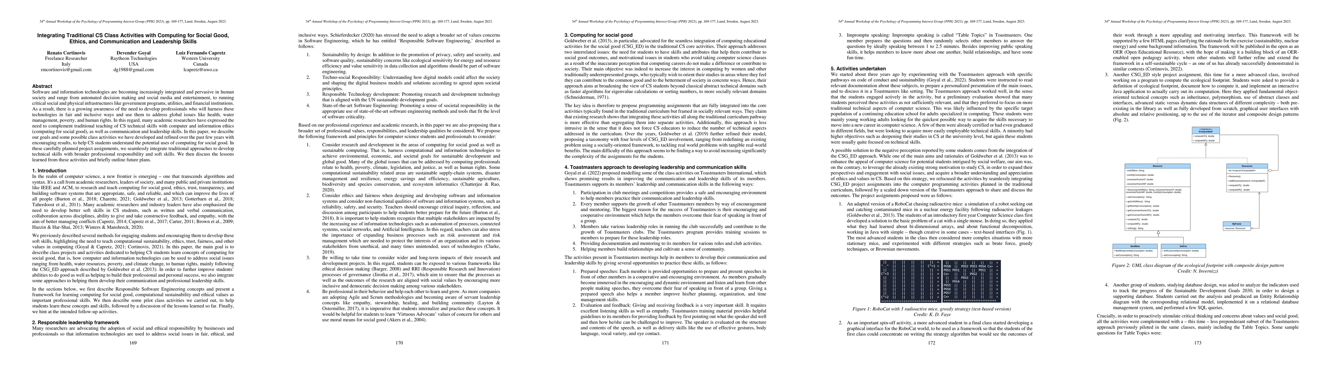 Thumbnail for Integrating Traditional CS Class Activities with Computing for Social
  Good, Ethics, and Communication and Leadership Skills