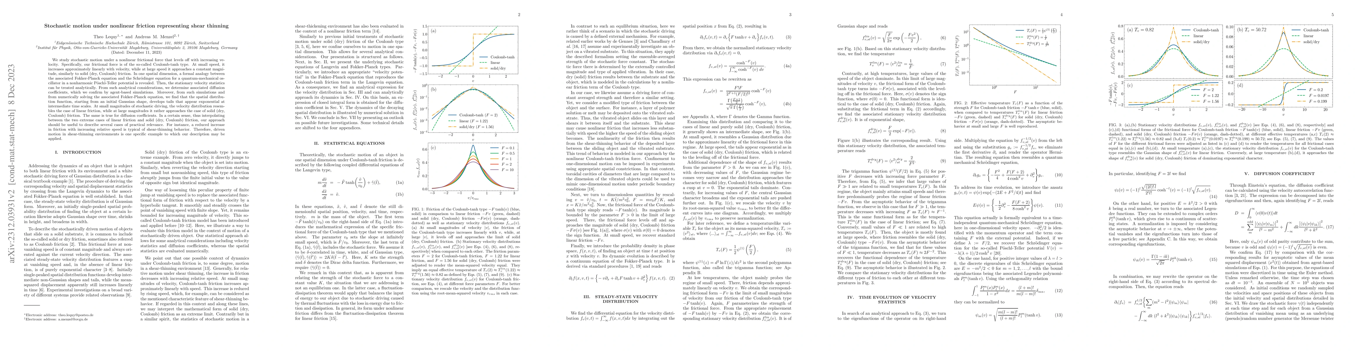 Thumbnail for Stochastic motion under nonlinear friction representing shear thinning