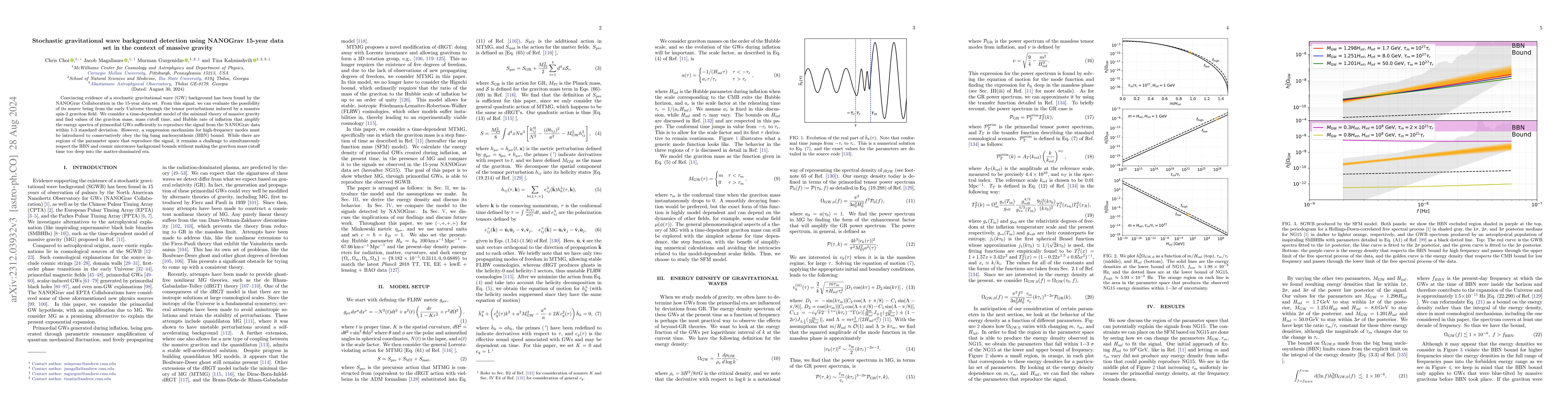 Thumbnail for Stochastic Gravitational Wave Background Detection through NANOGrav
  15-year Data Set in the View of Massive Gravity