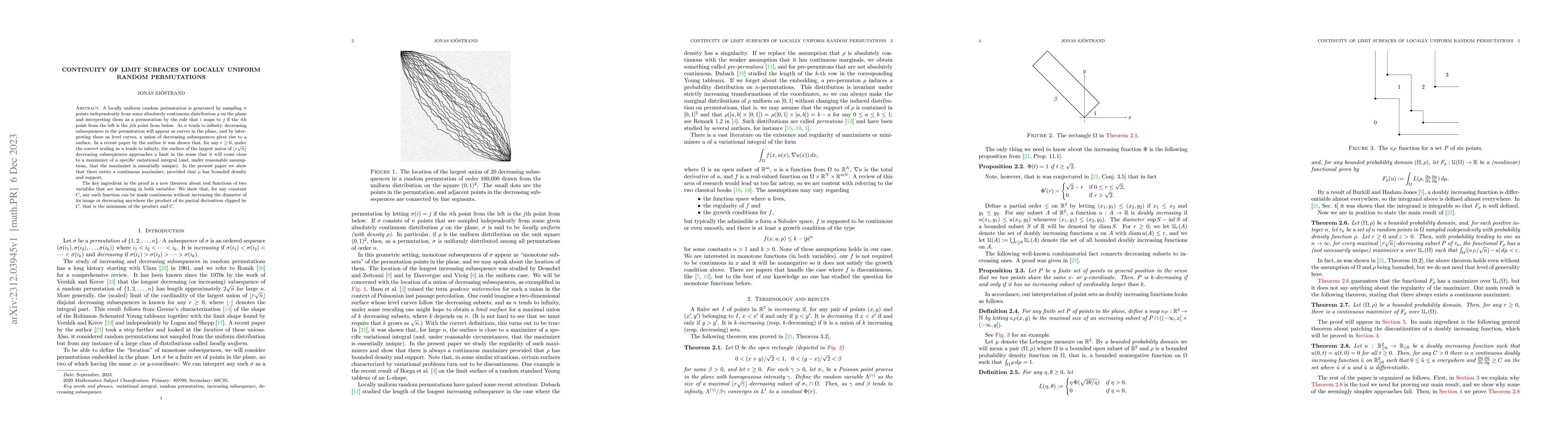 Thumbnail for Continuity of Limit Surfaces of Locally Uniform Random Permutations