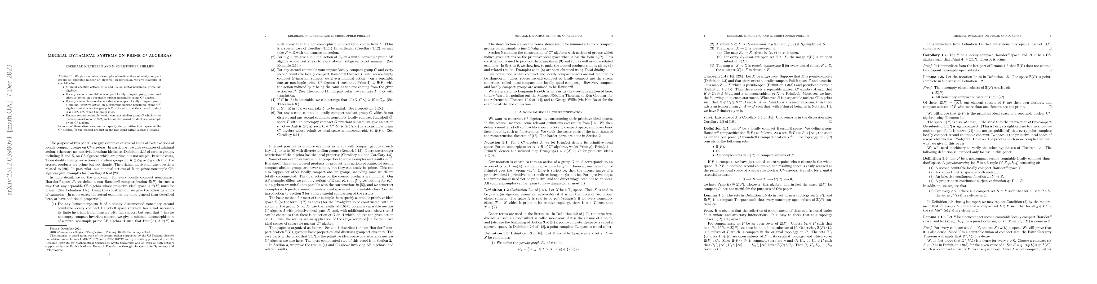 Thumbnail for Minimal dynamical systems on prime C*-algebras