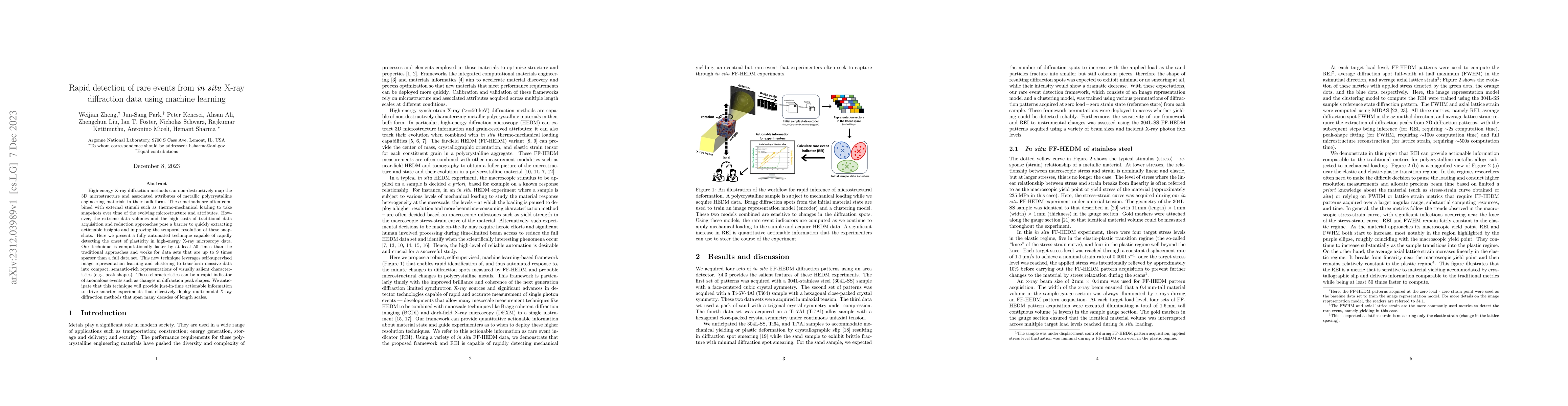 Thumbnail for Rapid detection of rare events from in situ X-ray diffraction data using
  machine learning
