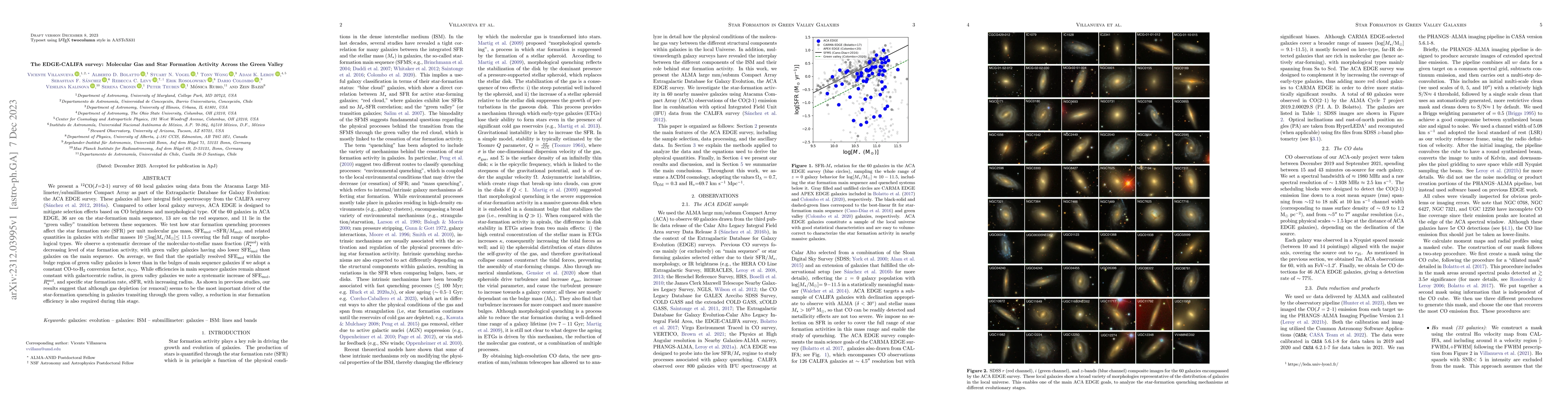 Thumbnail for The EDGE-CALIFA survey: Molecular Gas and Star Formation Activity Across
  the Green Valley