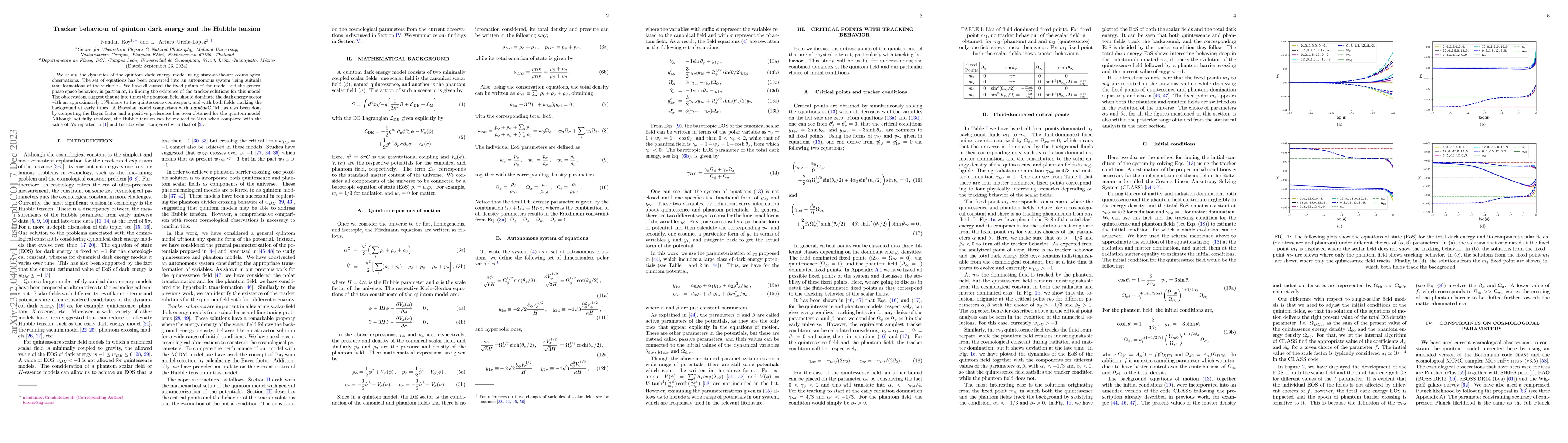 Thumbnail for Tracker behaviour of quintom dark energy and the Hubble tension
