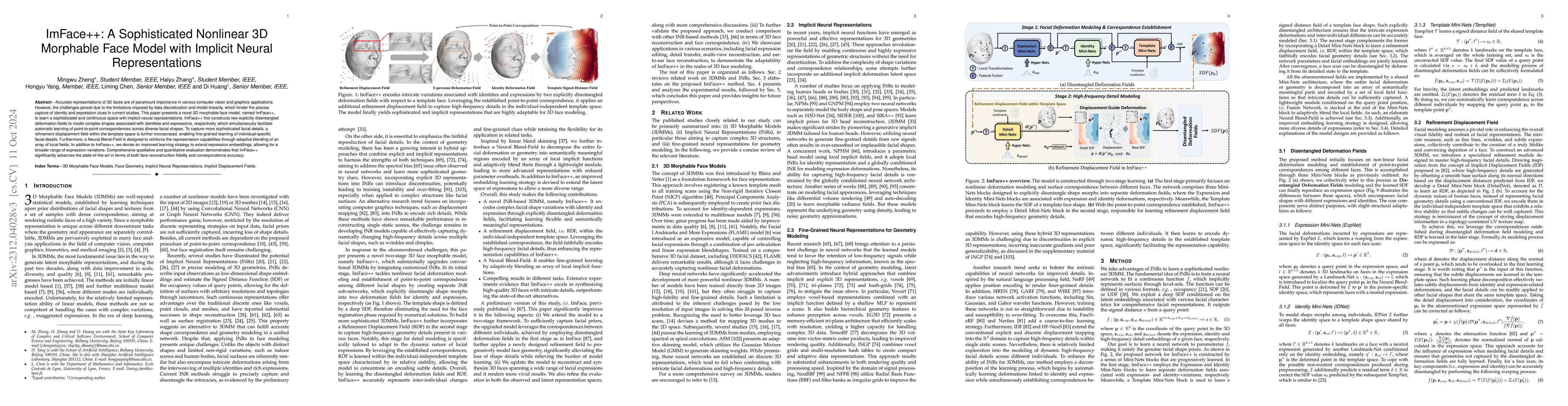 Thumbnail for ImFace++: A Sophisticated Nonlinear 3D Morphable Face Model with
  Implicit Neural Representations